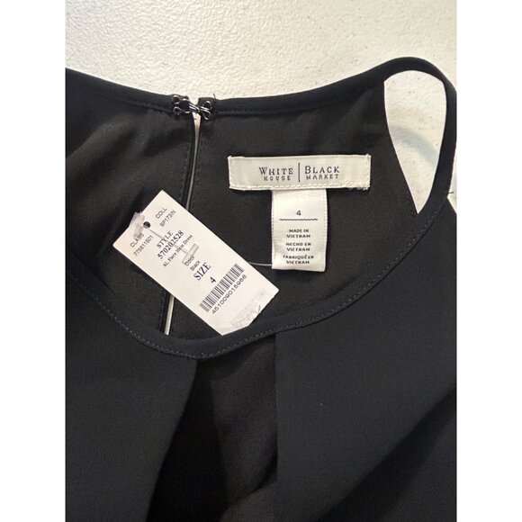 White House Black Market Black Sleeveless Flare Hem Dress NWT Size 4 - Picture 4 of 4